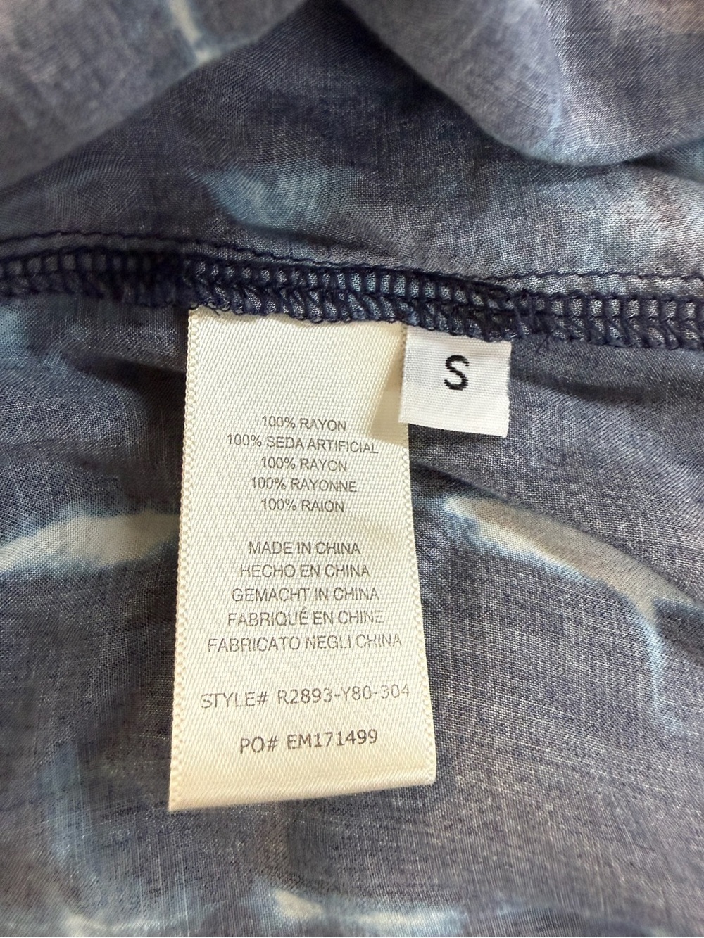 Cloth & Stone Anthropologie Women’s Size Small Tie Dye Rayon Button Down Shirt - Picture 6 of 7